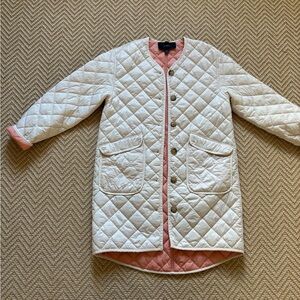 J CREW REVERSIBLE GREENWICH QUILTED JACKET IVORY PEACH SZ XS
